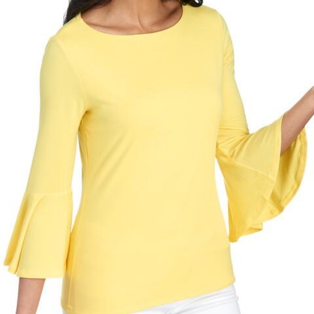 GRACE - Yellow 3/4 Bell Sleeve Top